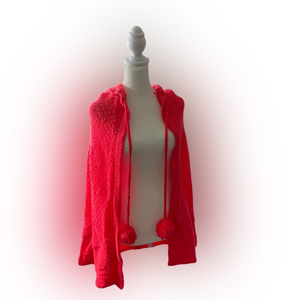 Cozy coral Knit poncho